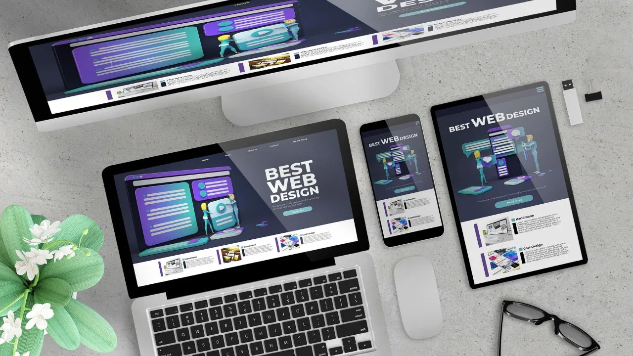 Multiple devices displaying a responsive web design layout, emphasizing Codeviate’s expertise in web development.